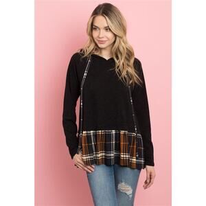 90s Grunge Style Hoodie With Flannel Mock Skirt Alternative